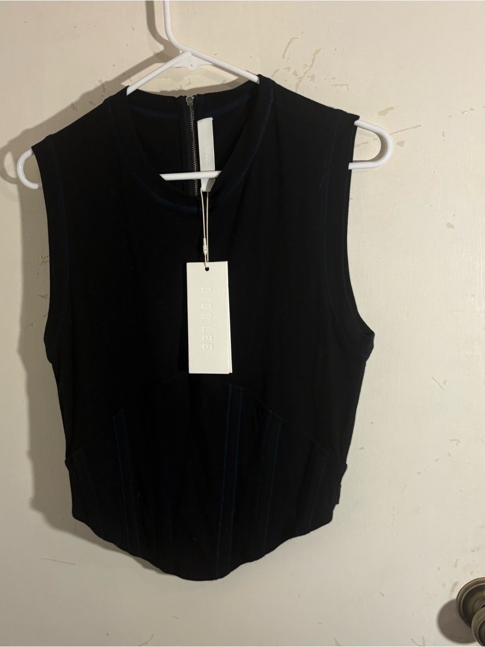 NWT Dion Lee Sleeveless Black Zipper Back Tank Top